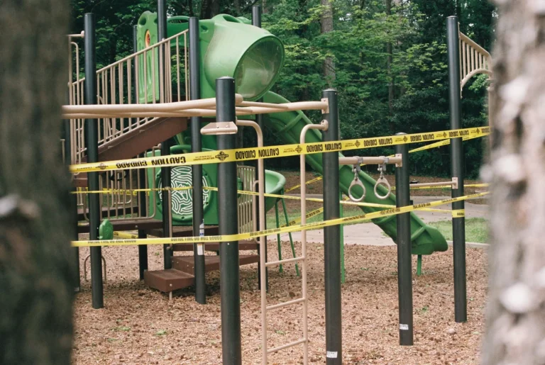 children's playground with caution tape