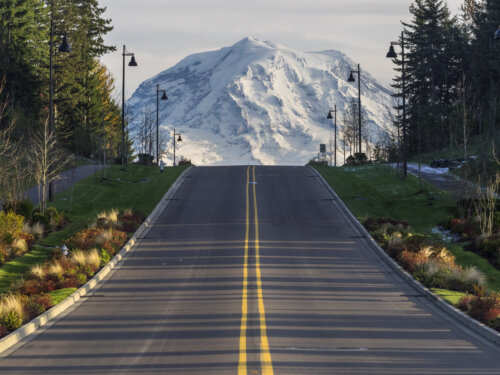 Road to the Mountain Rainier, Seattle, WA, US.