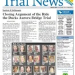 The front page of the March 2019 "Trial News," featuring the "Ride the Ducks" trial.