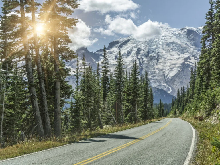 winding road to MT.Rainier, MT.Rainier National Park, WA, USA.