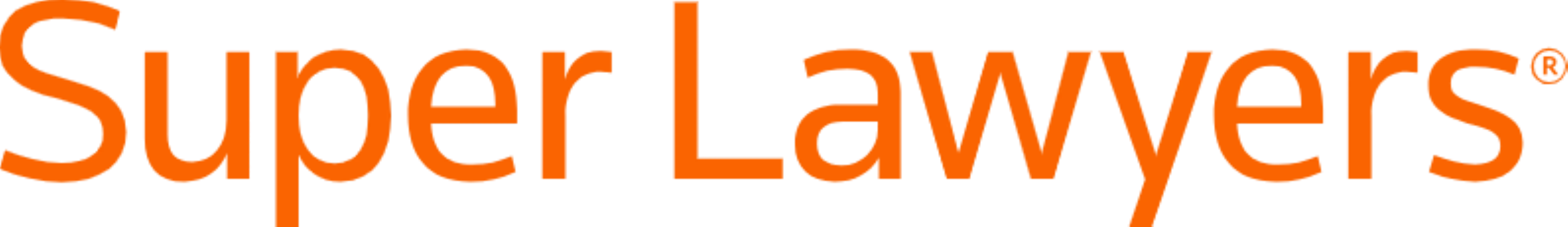 The Super Lawyers logo, with the words in orange text on a gray background.