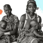 A stylized, black and white collage of mothers and children from diverse cultures.