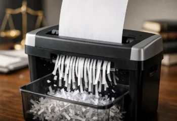 Legal documents going through a shredder symbolizing destruction of evidence in a lawsuit